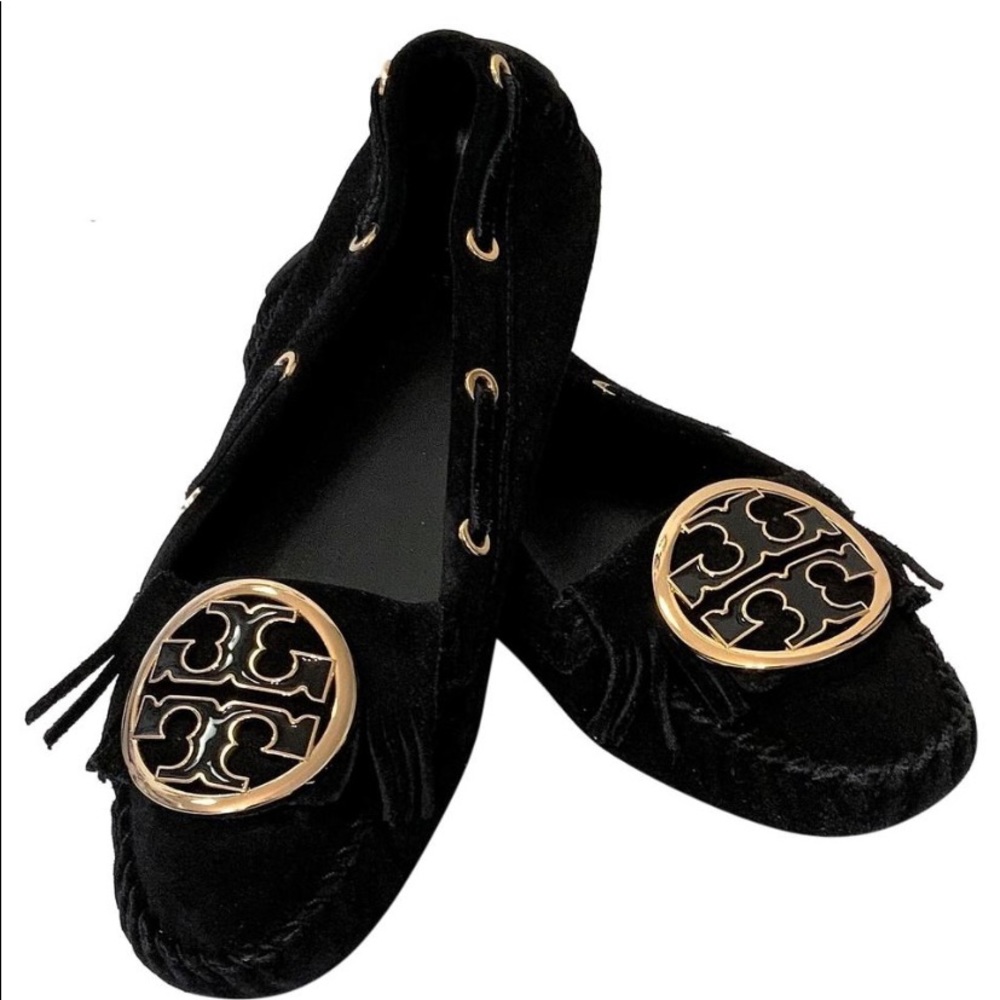Tory Burch Alexandra Black Suede Moccasins- Size 8